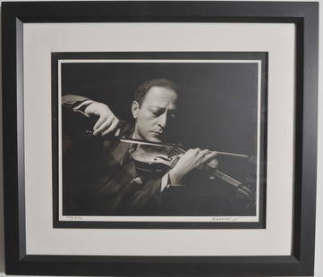 George Hurrell. Jascha Heifetz. Original gelatin silver print on paper Signed edition 241/250.: George Hurrell. Jascha Heifetz. Original gelatin silver print on paper Signed edition 241/250. Framed. Image size 20 x 16 in, overall size 30.75 x 27 in