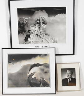 Bradford Washburn. 3 photographs. 1) Matterhorn photograph signed and dedicated by Washburn lower: Bradford Washburn. 3 photographs. 1) Matterhorn photograph signed and dedicated by Washburn lower right. Framed under glass. 2) Portrait photograph. Signed and dated 1981 lower left. Dedicated lower r