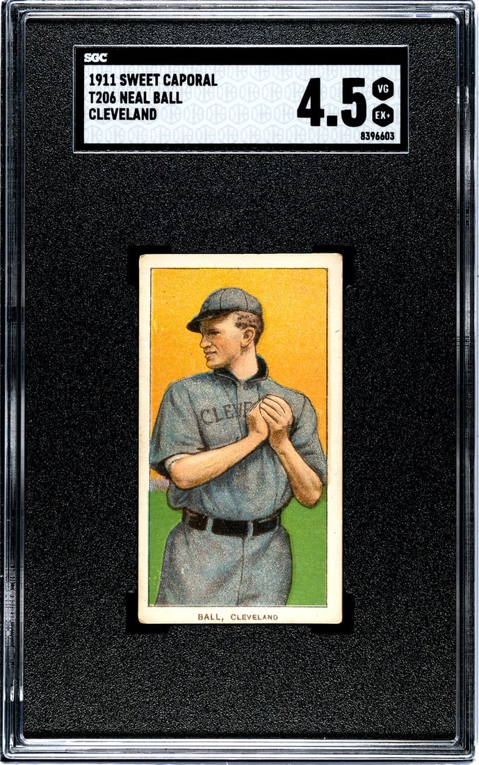 1911 Sweet Caporal T206, Neal Ball, Cleveland, SGC Grade 4.5.: 1911 Sweet Caporal T206, Neal Ball, Cleveland, SGC Grade 4.5.