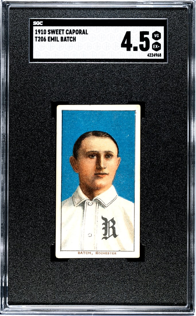 1910 Sweet Caporal T206, Emil Batch, SGC Grade 4.5.: 1910 Sweet Caporal T206, Emil Batch, SGC Grade 4.5.