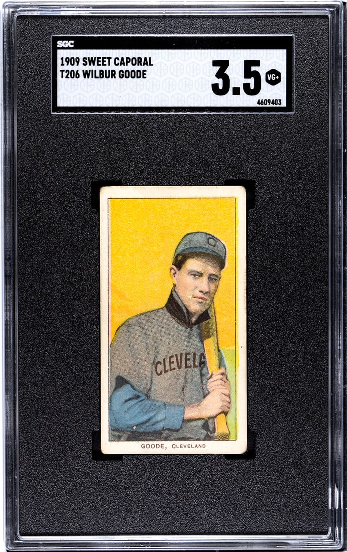 1909 Sweet Caporal T206, Wilbur Goode, SGC Grade 3.5.: 1909 Sweet Caporal T206, Wilbur Goode, SGC Grade 3.5.