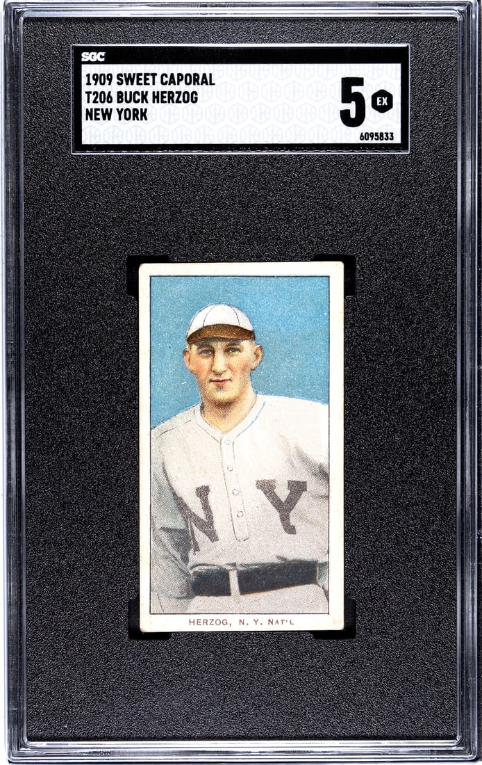 1909 Sweet Caporal T206, Buck Herzog, New York, SGC Grade 5.: 1909 Sweet Caporal T206, Buck Herzog, New York, SGC Grade 5.