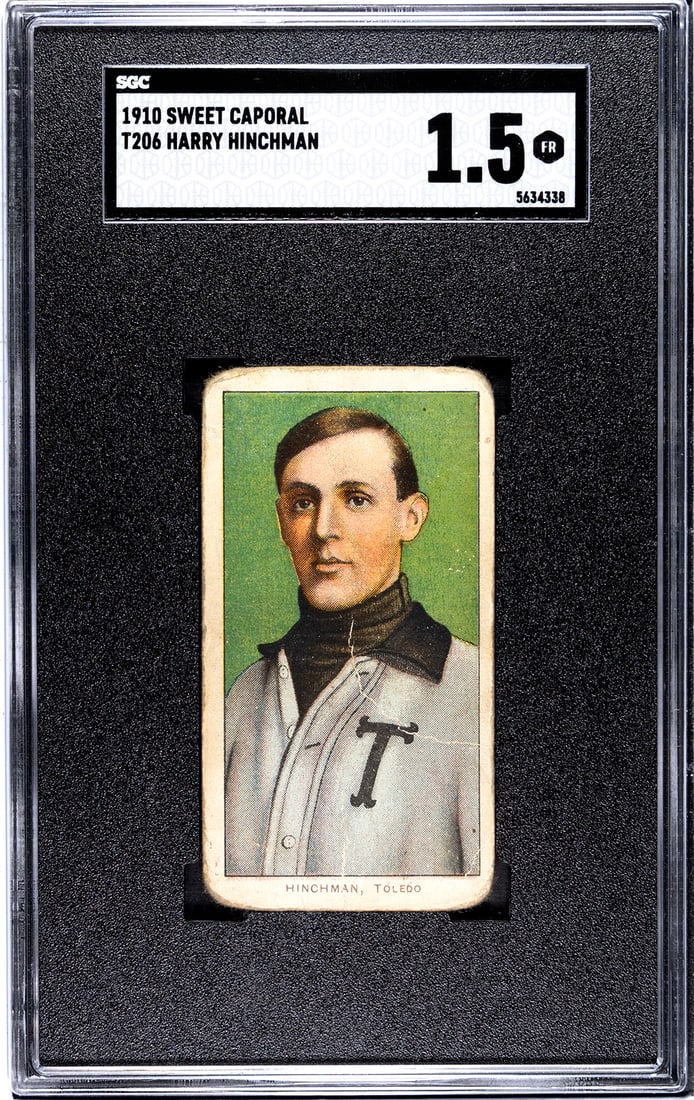 1910 Sweet Caporal T206, Harry Hinchman, SGC Grade 1.5.: 1910 Sweet Caporal T206, Harry Hinchman, SGC Grade 1.5.