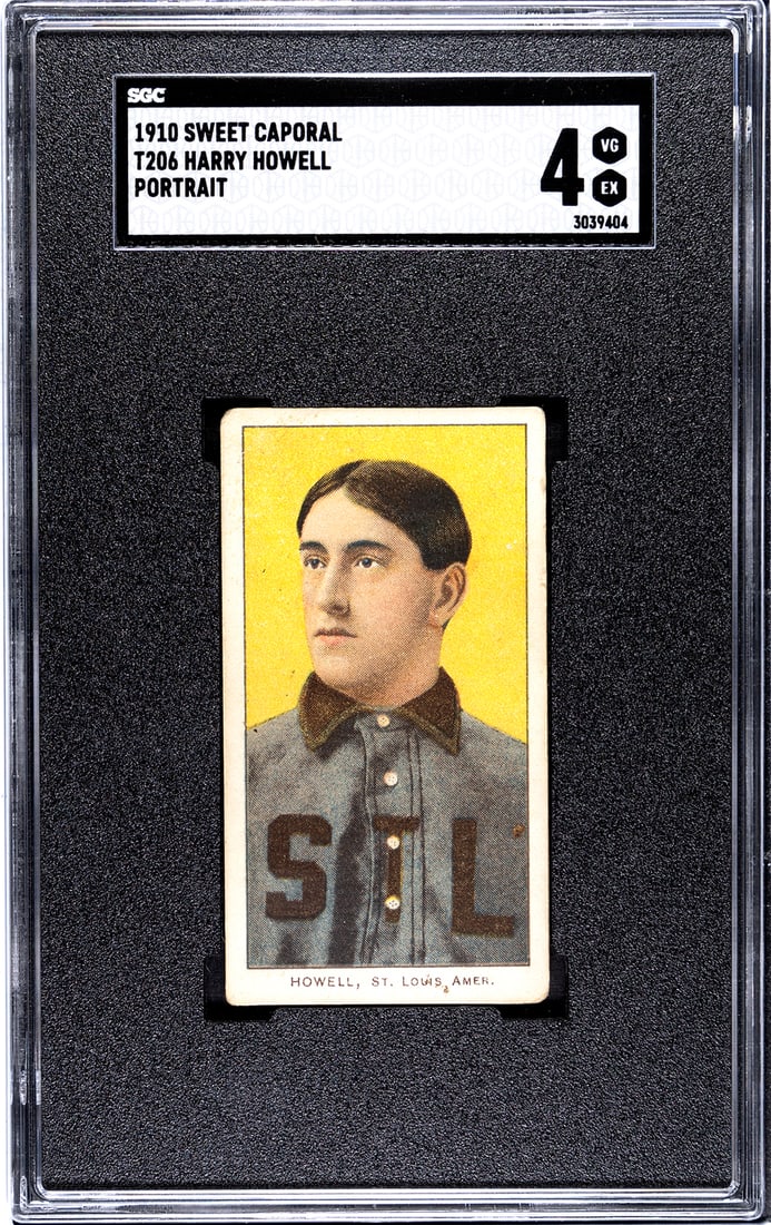 1910 Sweet Caporal T206, Harry Howell, Portrait, SGC Grade 4.: 1910 Sweet Caporal T206, Harry Howell, Portrait, SGC Grade 4.