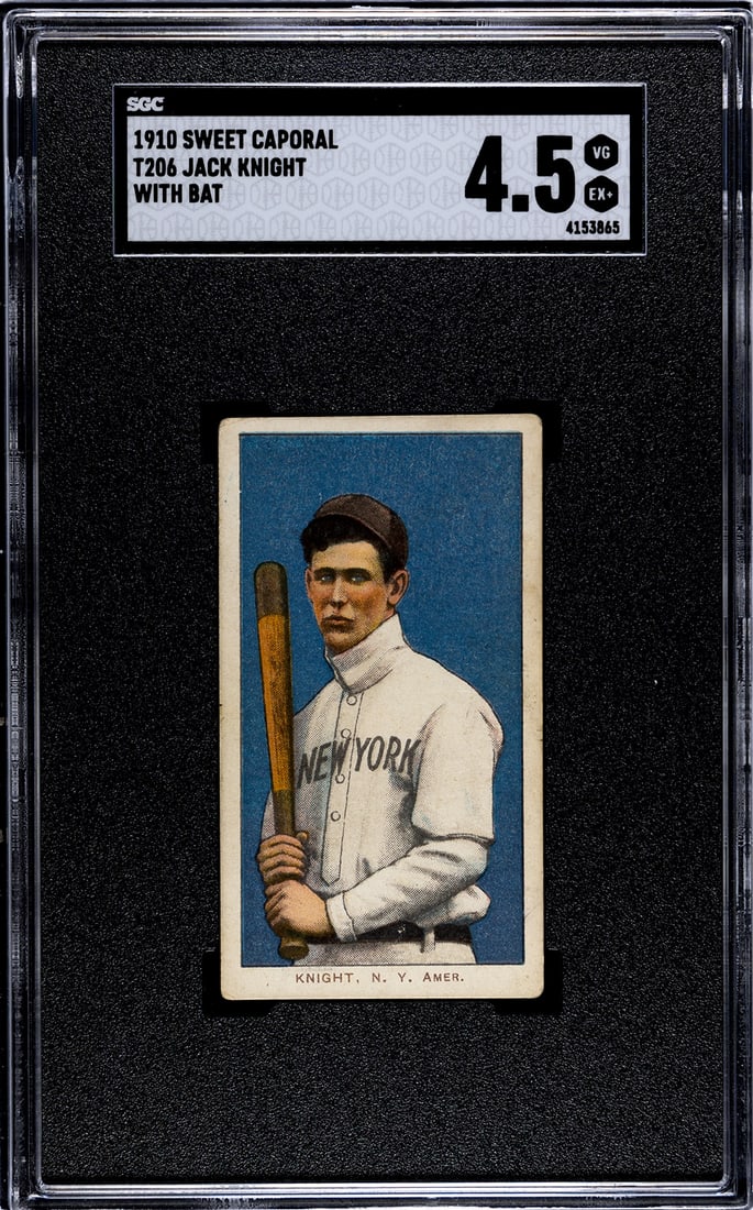 1910 Sweet Caporal T206, Jack Knight, With Bat, SGC Grade 4.5.: 1910 Sweet Caporal T206, Jack Knight, With Bat, SGC Grade 4.5.