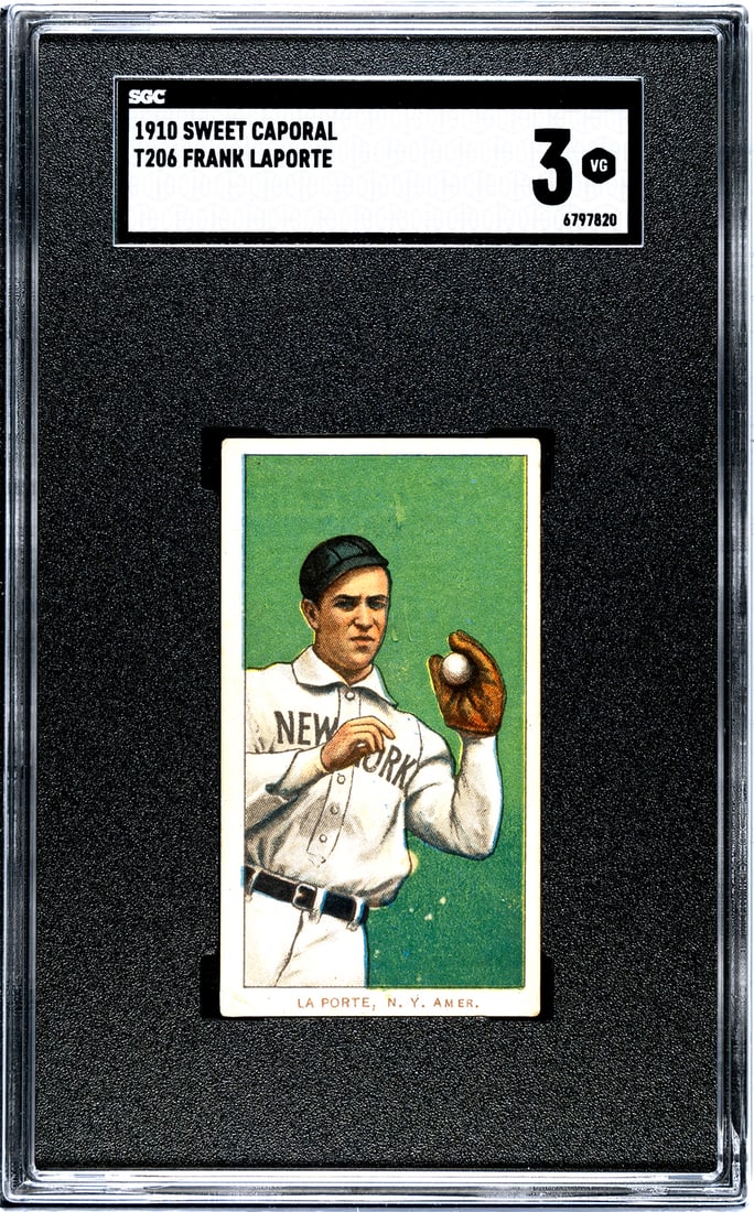 1910 Sweet Caporal T206, Frank Laporte, SGC Grade 3.: 1910 Sweet Caporal T206, Frank Laporte, SGC Grade 3.