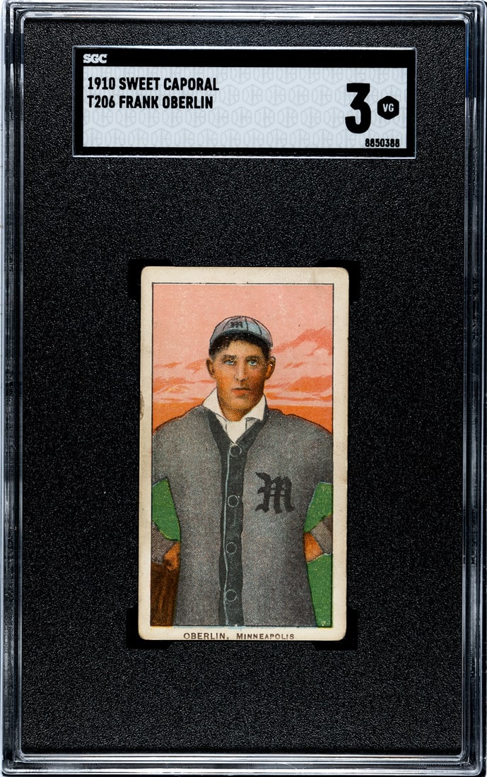 1910 Sweet Caporal T206, Frank Oberlin, SGC Grade 3.: 1910 Sweet Caporal T206, Frank Oberlin, SGC Grade 3.