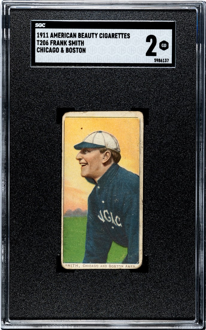 1911 American Beauty Cigarettes T206, Frank Smith, Chicago & Boston, SGC Grade 2.: 1911 American Beauty Cigarettes T206, Frank Smith, Chicago & Boston, SGC Grade 2.