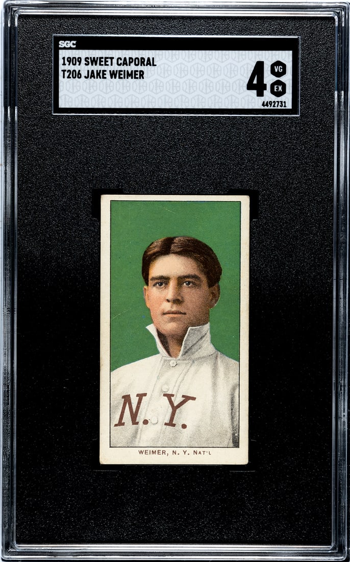 1909 Sweet Caporal T206, Jake Weimer, SGC Grade 4.: 1909 Sweet Caporal T206, Jake Weimer, SGC Grade 4.