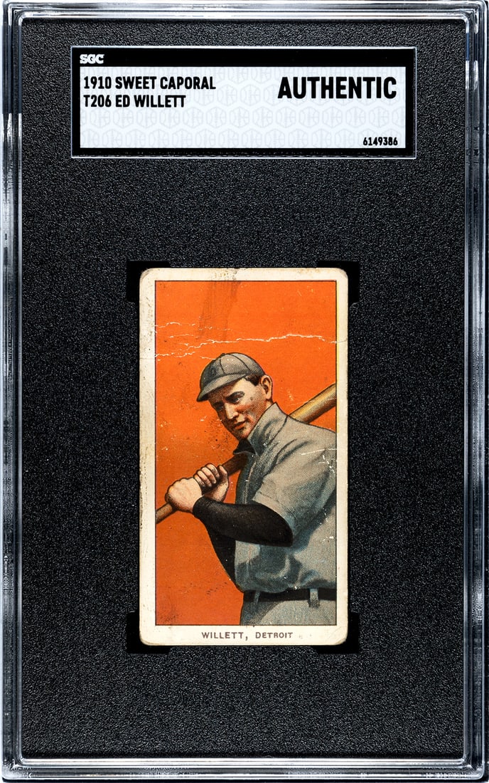 1910 Sweet Caporal T206, Ed Willett, SGC Grade A.: 1910 Sweet Caporal T206, Ed Willett, SGC Grade A.