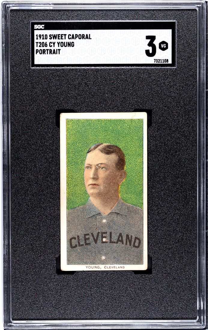 1910 Sweet Caporal T206, Cy Young, Portrait, SGC Grade 3. (1 of 2)