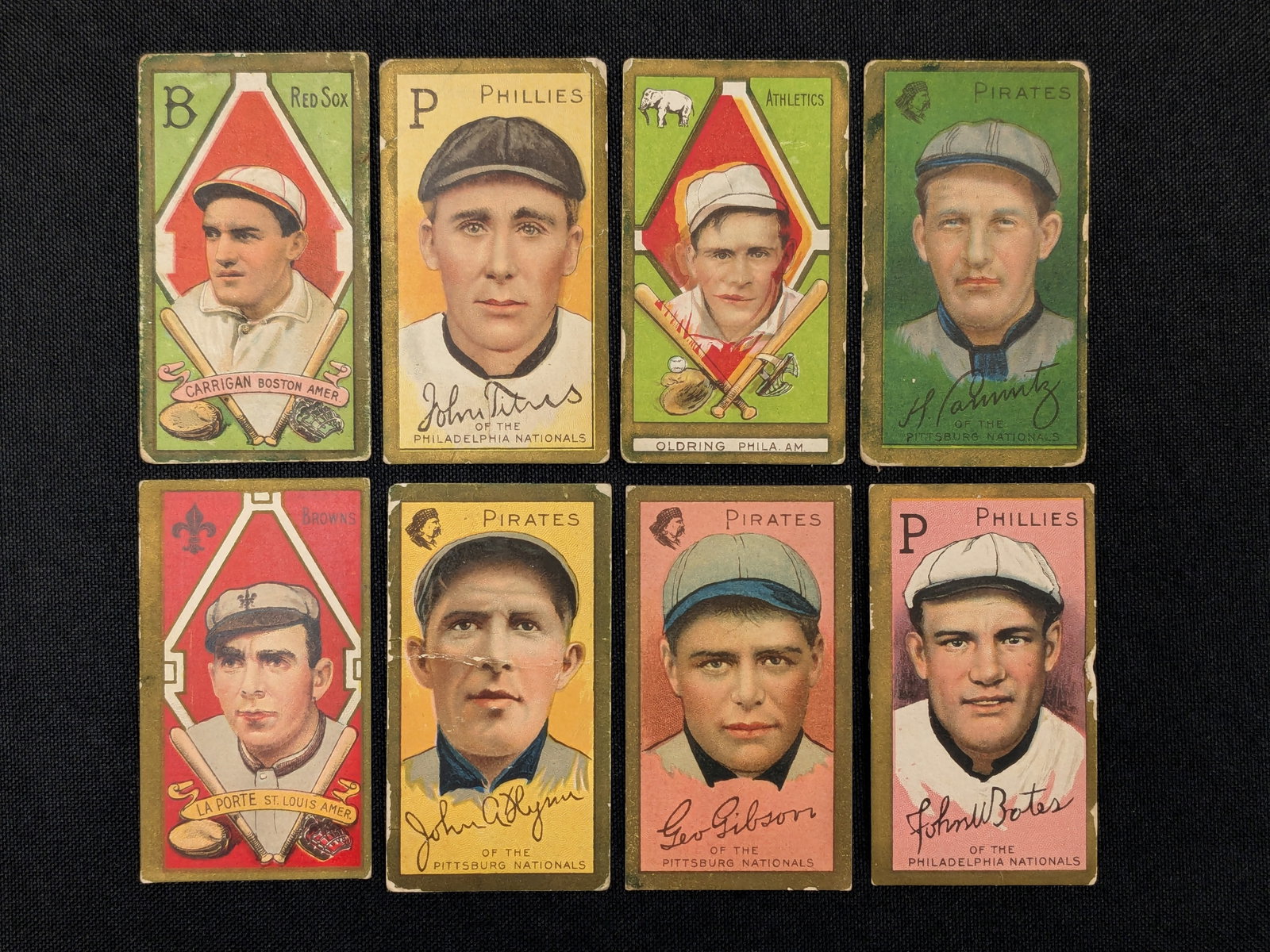 [8] T205 1911 gold border baseball cards. Piedmont, Hassan, Honest, Sweet Caporal, and Cycle backs. (1 of 2)