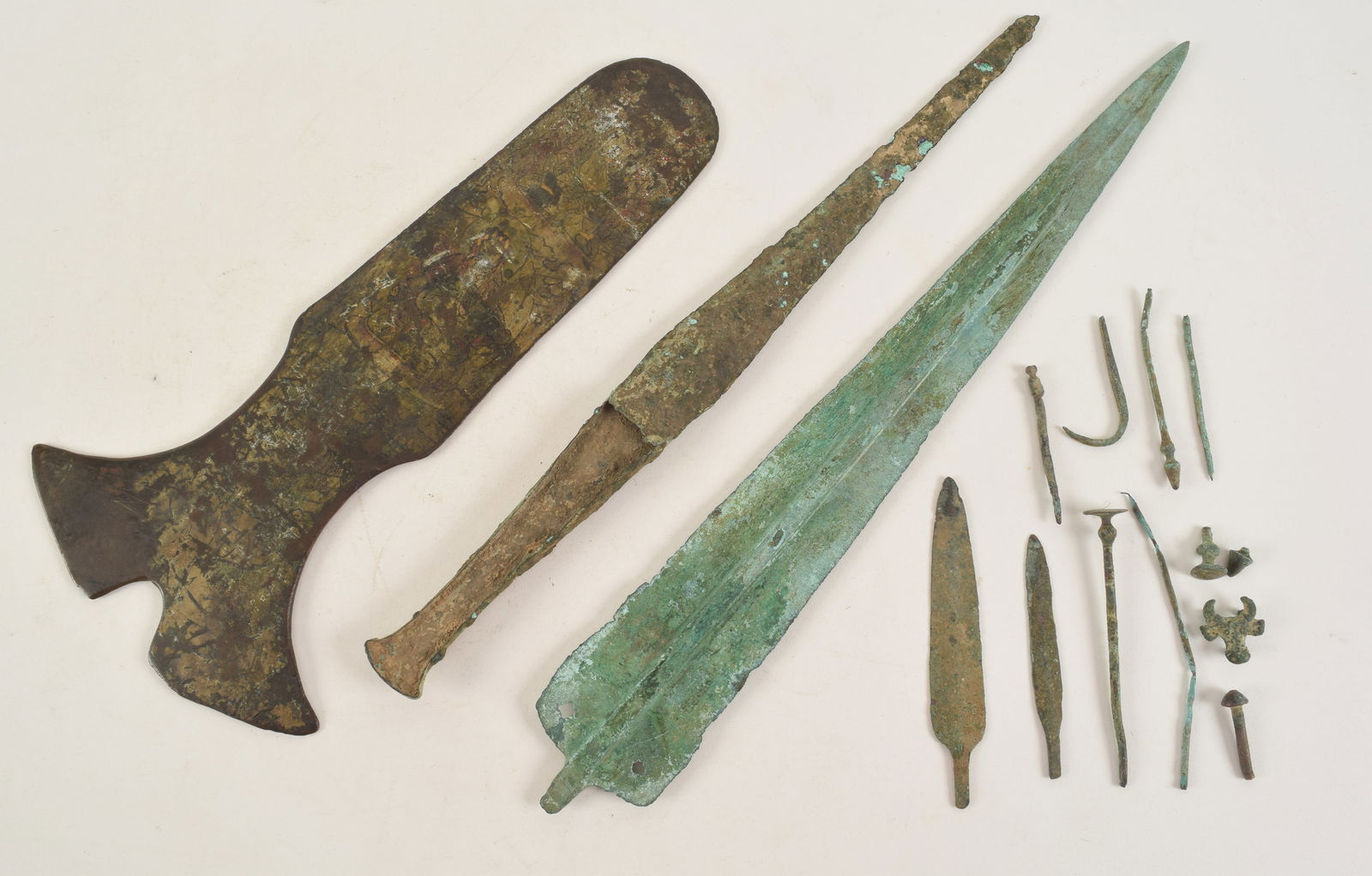 12 bronze blades. 2 probably Luristan, 2nd century BC. 14in longest. (1 of 5)