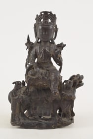 Bronze image of Manjushri. China. Ming period (1368-1644). 12 x 6in.