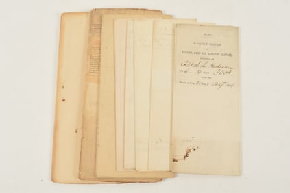 Lot of Civil War documents including Quartermaster's provision lists for Capt. Samuel Hartman, 79th