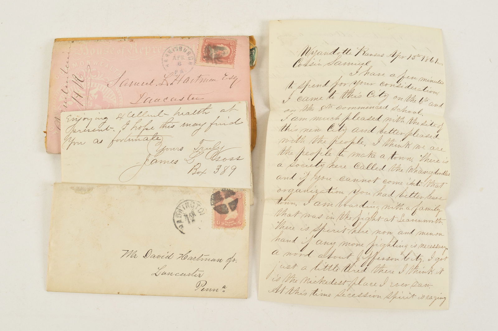 Lot of 6 letters of interesting content including P.T. Barnum letter to Luther Kauffman regarding (1 of 7)