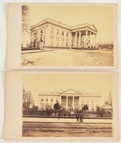2 CDV photographs of the White House in Washington D.C. Civil War era.