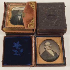 Lot of 5 19th century daguerreotype photographs. 1 signed A.J. Beales 156 Broadway. All 1/6 plate