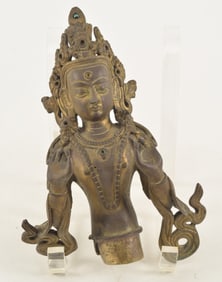 Gilt bronze torso of a buddha. Nepal. 19th century. 8in.