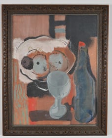 Alexander Iacovleff. Russian-American. Original gouache abstract still life painting. Signed with