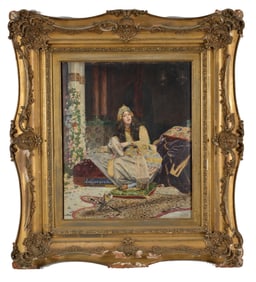 Antonio Maria Fabres y Costa. Spain. Fine orientalist painting depicting an elaborate Moorish