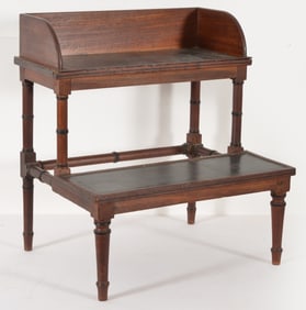 19th century Regency set of mahogany bamboo turned bed steps or library steps. 22.5in H x 19.5in W x