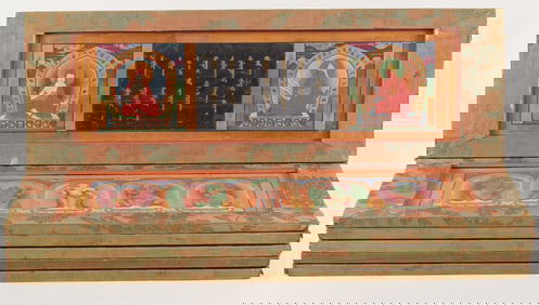 6 Illuminated Sutra panels. Tibet. 18th century. Ink, colors and gilt. Illustrations of deities and