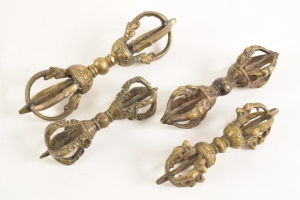 4 bronze vojras. 19th/20th century. Largest 6.25in.