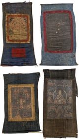 Lot of 4 thangkas. Tibet. 19th century and earlier.
