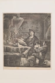 After Rembrandt van Rijn. "Jan Uytenbogaert, The Goldweigher". Etching. Dated 1639 in plate. Margins