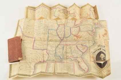 1833 pocket map of the United States. Published by H. Phelps, New York. Some parts separated.
