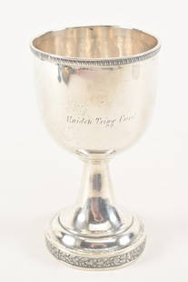 William Kendrick, Kentucky coin silver goblet. Southern American silver, mid 19th century. Oak leaf: William Kendrick, Kentucky coin silver goblet. Southern American silver, mid 19th century. Oak leaf band decoration around base, gadrooned top rim. Engraved Haiden Trigg Curd. Stamped W. Kendrick Loui