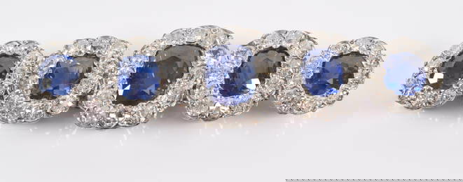Edwardian 14K gold natural Ceylon sapphire and diamond brooch-bracelet. Per GIA report: Sapphires of