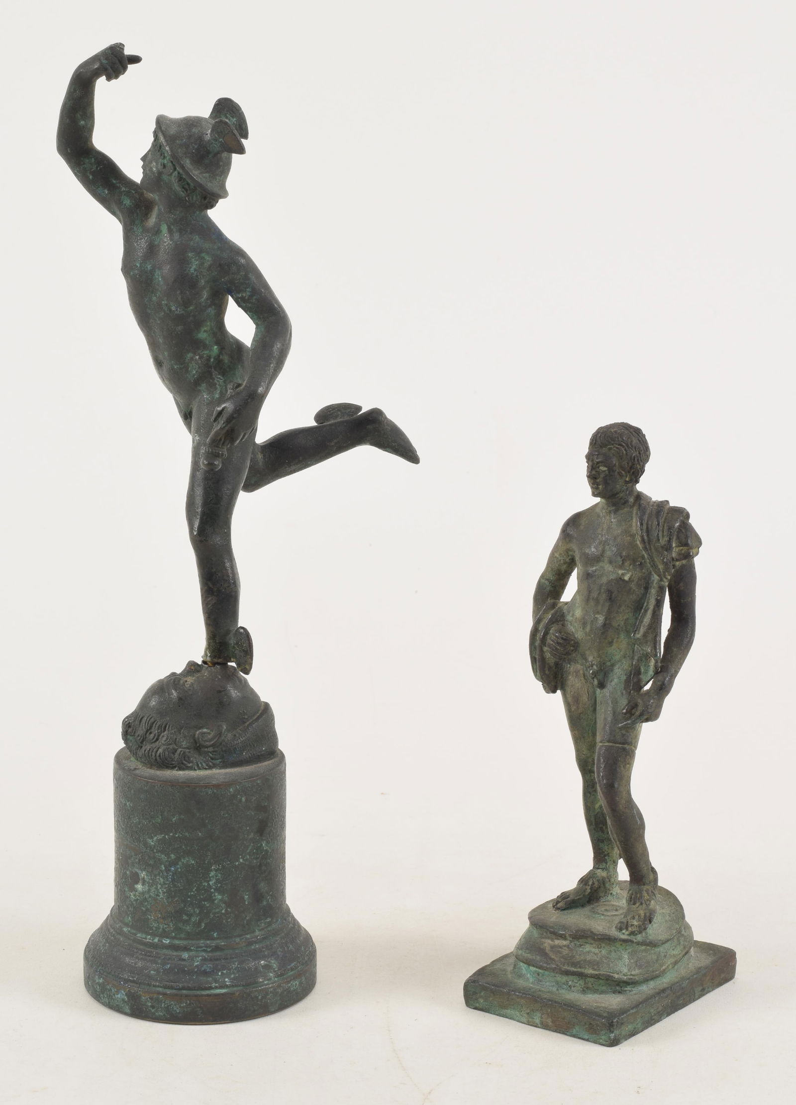 2 19th/20th century grand tour ancient classical bronzes. Mercury and Apollo. Mercury with break on (1 of 6)