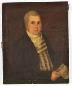 New Orleans-Mexican school possibly Jose Francisco Xavier de Salazar y Mendoza. Gentleman in striped