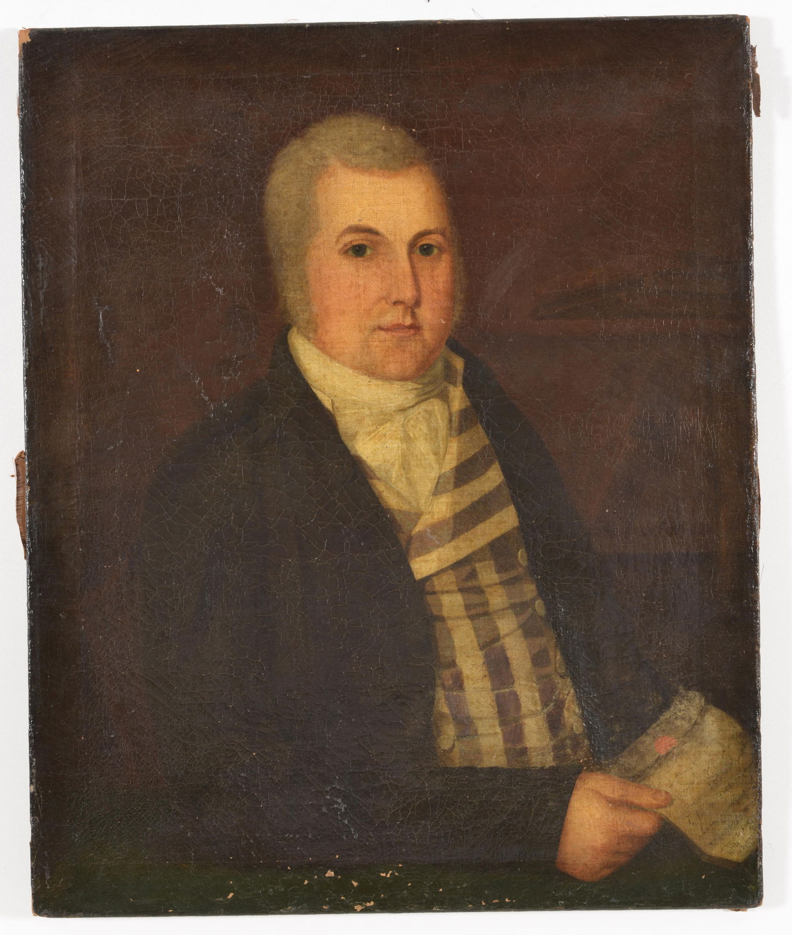 New Orleans-Mexican school possibly Jose Francisco Xavier de Salazar y Mendoza. Gentleman in striped (1 of 16)