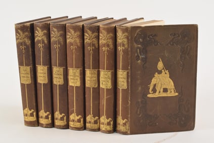 The Oriental Annual, 7 vols, 1834-1840. Fine full leather binding with gilt embossed orientalist
