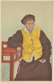Elizabeth Keith. "Lama Priest, Peking". Original color woodblock print. Monogrammed, dated 1922, and