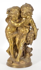 Auguste Moreau. France. "Allegory of Summer". Gilt bronze sculpture. Signed front lower left.