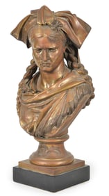 Jean-Louis Gregoire. French. "Allegory of Alsace". Gilt bronze bust sculpture. 1872 dated and signed