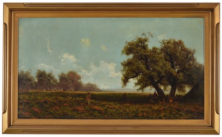 Ransome Gillet Holdridge, California 1836-1899. California pastural landscape with various Native
