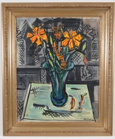 Ben Benn. Ukrainian-American. Still life with vase of flowers. Signed and dated lower right 72. Oil