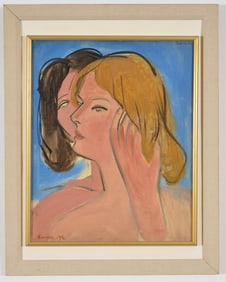 Ben Benn. Ukrainian-American. 1946 portrait of 2 women. Oil on canvas. Signed and dated lower left,