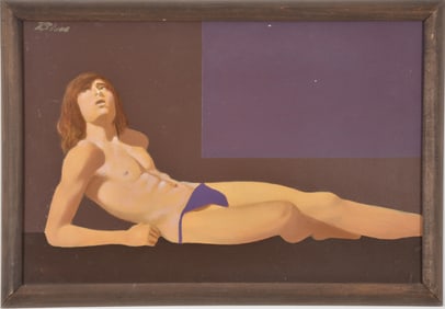 Robert Bliss. American. "The Young Man". Study of a reclining male figure. Oil on board. Signed