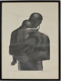 John Wilson. "Father and Child". 1965. Lithograph on wove paper. Edition 38/50. Signed, titled,