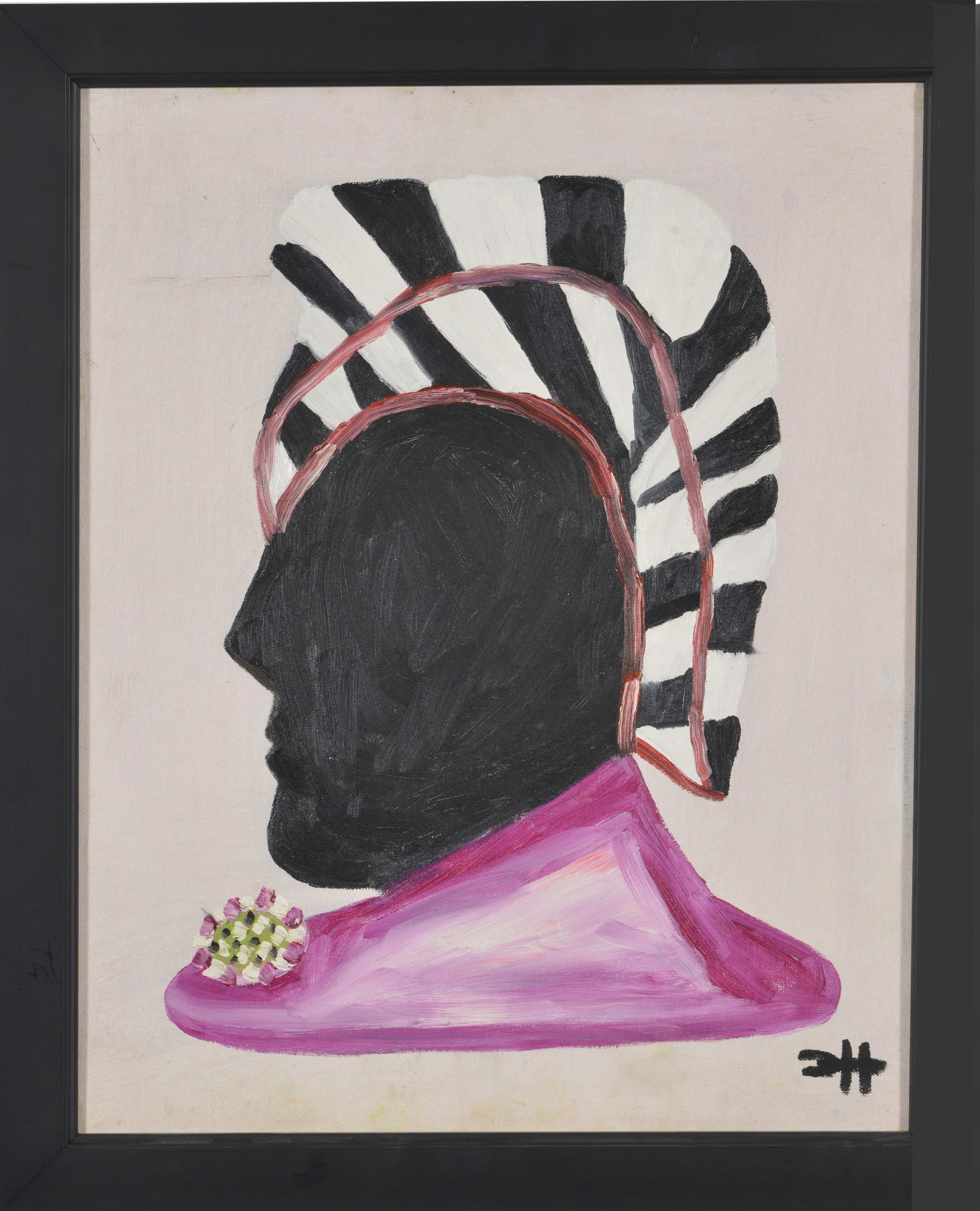 Clementine Reuben Hunter 1887-1988. African headdress. Oil on canvas board. Monogrammed lower right. (1 of 8)