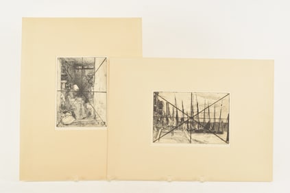 James A. M. Whistler. 2 cancelled plate etchings. 1) "La Vieille aux Loques." 2) Ships and figures