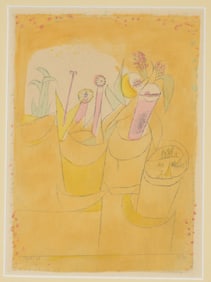 Paul Klee. Potted plants. Photographic print. Framed. Sight size 7.5 x 5.5 in. Overall size 15 x