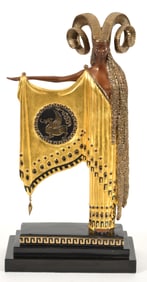 Erte Romain De Tirtoff (1892-1990) Golden Fleece. Patinated bronze sculpture. Black painted base