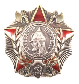 WWII Soviet silver and enamel order of Aleksander Nevsky badge, 1944. Type3, variant 2 serial number